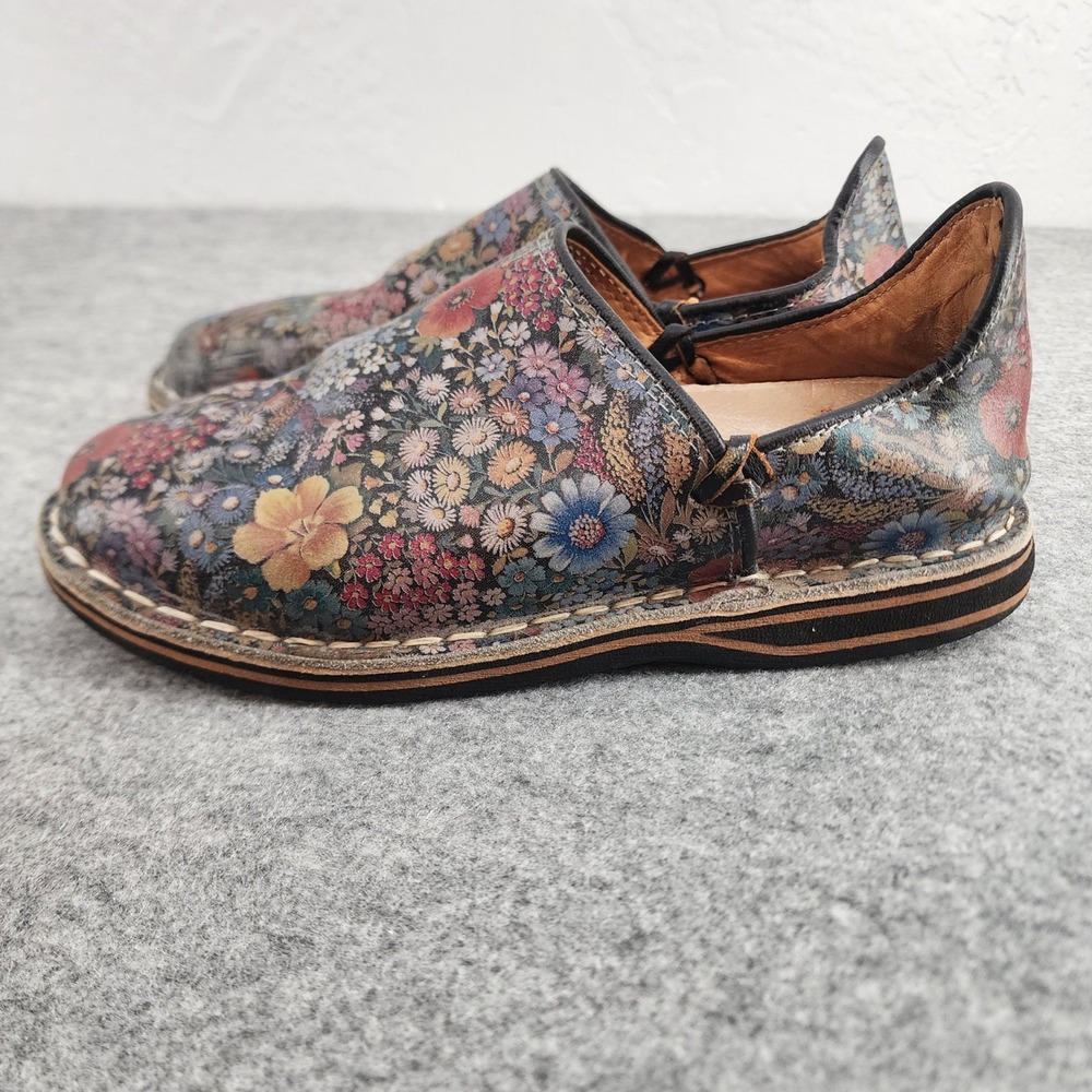 LL Bean Size 8 | Floral Leather Comfort Loafers Slip On Shoes Clogs Garden Shoe - Picture 3 of 7